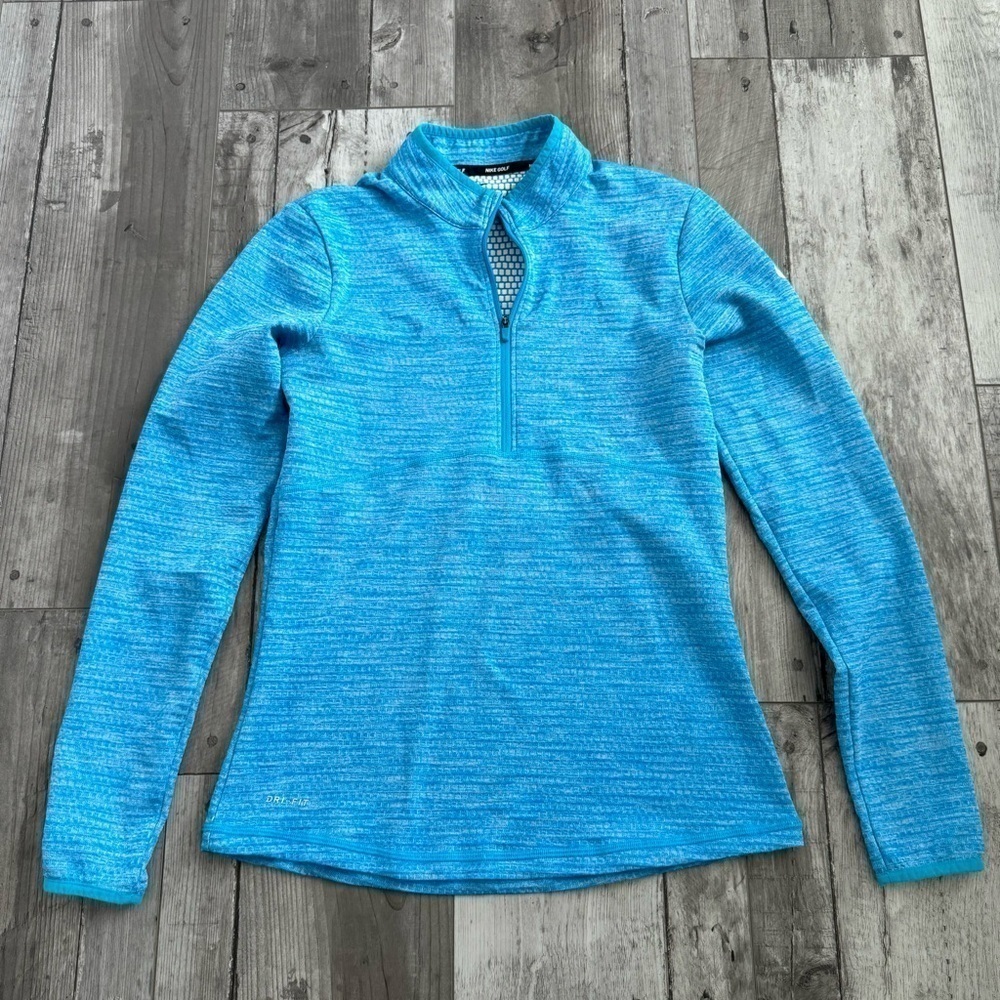 Nike Golf Women’s Long Sleeve Pullover Hoodie Blue 1/4 Zip Small Dri Fit